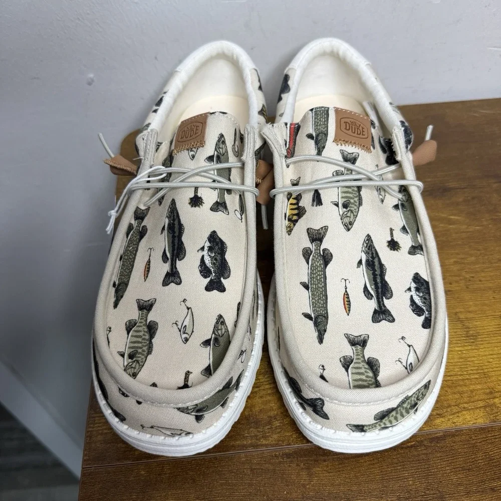 Hey Dude Wally Fish Lure Slip On Shoes Men's Size US 10 White - Picture 3 of 7